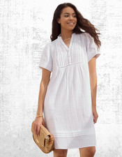 Womens WYSE Cotton Short Sleeve Otti Short Button Up Dress White RRP £165