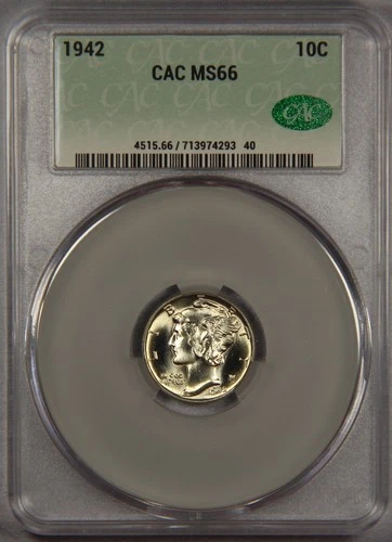 1942 Mercury Dime CAC MS66 10c