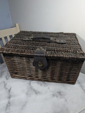 M&S MARKS & SPENCER  WOVEN WICKER HAMPER BASKET - 39 X 30 X 20 CM - VGC