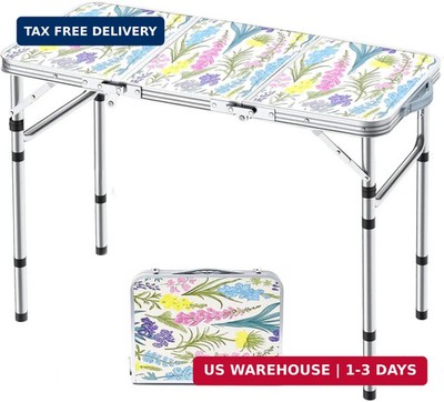 Yriuat Folding Camping Table 3ft Portable Picnic Table Adjustable Height Small C