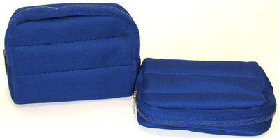 2 Sephora Blue Quilted Cosmetic Bags Makeup Travel Toiletry Padded Puffer Bag