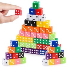 50 Pieces Colored Dice Set 16mm Standard Game Dices Acrylic 6 Sided