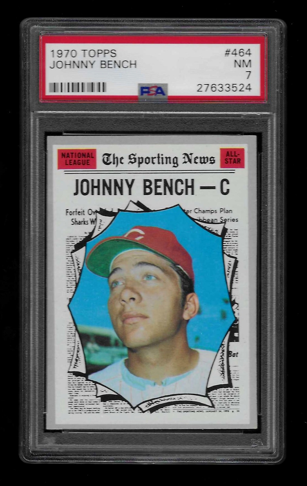 1970 TOPPS #464 JOHNNY BENCH ALL-STAR   PSA 7 NM  3524