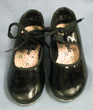 CAPEZIO Tele Tone Tap Shoes Black Patent Mary Jane Child Size 10.5M