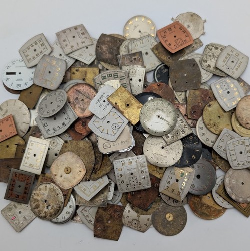 Lot of 25 Vintage Watch Dials Faces Mixed Shapes Steampunk Craft Parts