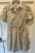 NWT J. Crew Short Sleeve Collared Dress Brown/white Pattern Size 4