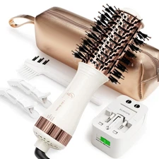 Travel Blow Dryer Brush in one, Dual Voltage Mini Hot Air Brush, Hair Trends ...