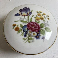 Porcelain German Trinket Dish Box Floral Design 24k Gold Accents Heinrich Korb