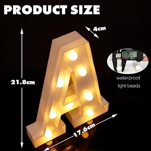 Led Marquee Letters, 26 Alphabet Light Up Letters, Small Warm Light-Letter-A - Bild 3 von 7