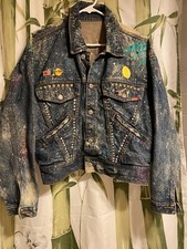 Basic Jordache Women’s Denim Distressed Custom Paint Hawaii Embellished Jacket