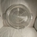 Vintage Anchor Hocking 14" Manhattan Depression Clear Glass Handled Platter VGC