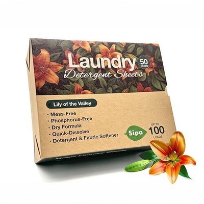 Laundry Detergent Sheets - 50 Sheets 100 Loads Lily of the Valley Eco-Friendl...