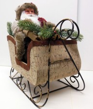Santa Sleigh Christmas Decor 14" long x 7.5" wide
