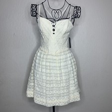 Guess Linear Ivory Sleeveless Corset Dot Lace Eyelet Dress Women’s  Size 4 NWTs