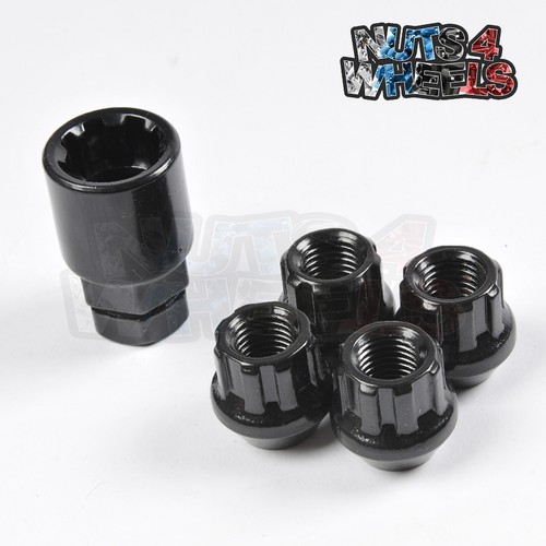 4x Black Locking Wheel Nuts M12x1.5 Fits Mitsubishi Outlander Grandis