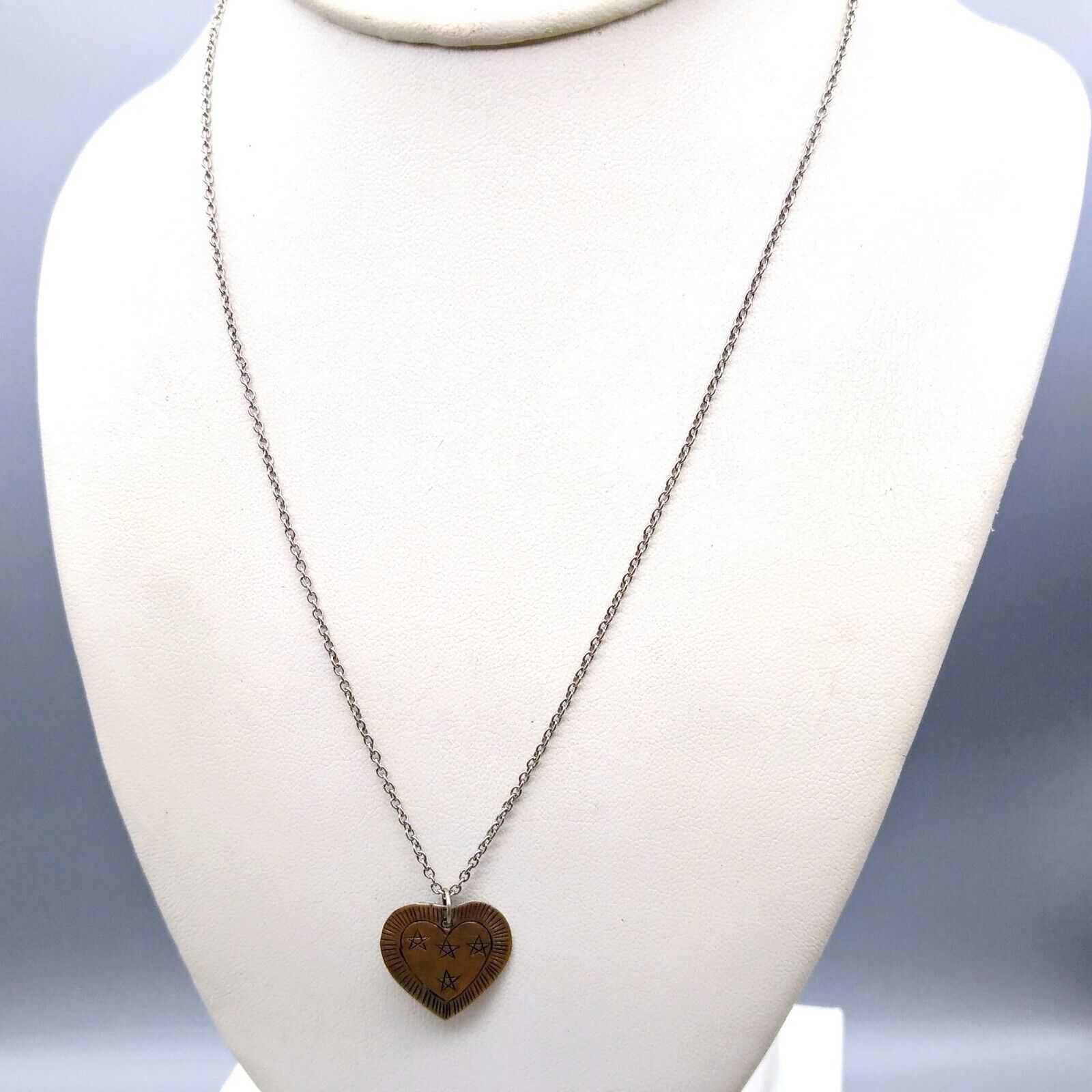 Engraved Celestial Heart Pendant Necklace, Vintag… - image 2