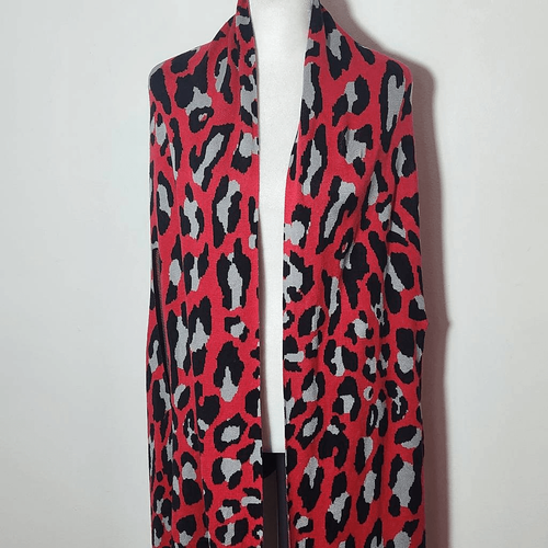 Colleen Lopez Red Leopard Print Open Front Shrug Size XL/1X Red Leopard Cardigan - Picture 3 of 7