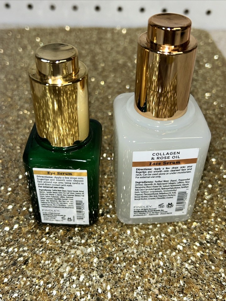FINDLEY Collagen & Rose Oil Face Serum & Hyaluronic Acid/Green Tea Eye