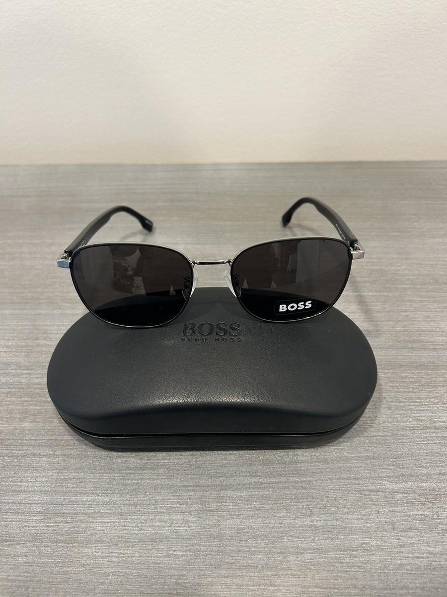 Hugo Boss Men's Matte Black/Grey Lenses Pilot Sunglasses BOSS 1407