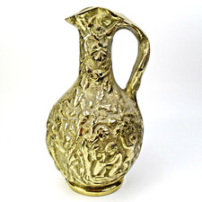 Massiver Messing Krug Kanne Ernte-Motiv Brutalist Style Brass Pitcher Putti 4kg
