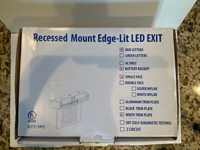 RECESSED EDGE LIT LED EXIT SIGN NEW STILL IN PACKAGING