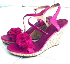 New Amazing JACK ROGERS Women's  Wedge Heel Fuchsia Flower Sandals Shoes Size 7M