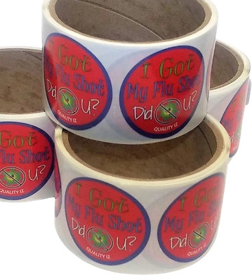 I Got My Flu Shot Did U?, 2'' Red Stickers (100 Roll)