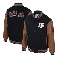 Letterman Texas A&M Aggies Black and Brown Varsity Jacket