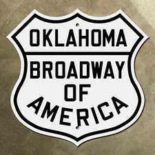 Oklahoma Broadway of America US route shield highway marker road sign 1927