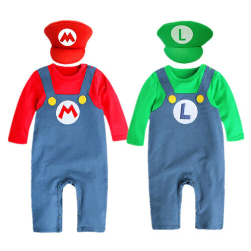 Kid Infant Super Mario and Luigi Fancy Dress Cosplay Baby Costume Romper Outfit▫ - Picture 1 of 8