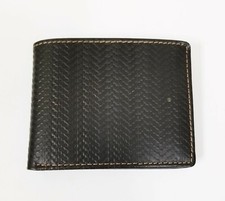 NEW FOSSIL GRAYSON BLACK TEXTURED LEATHER,STITCHES,BIFOLD TRAVELER MEN'S WALLET