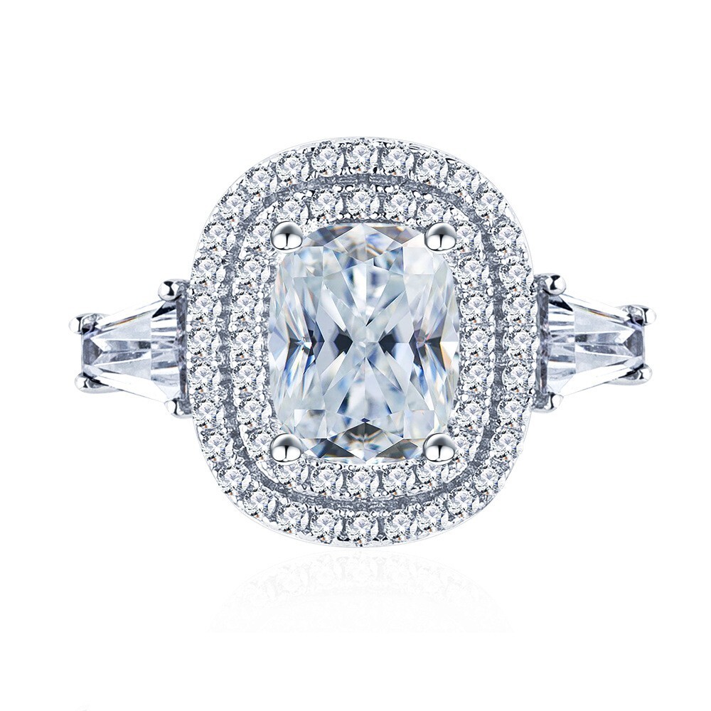 2ct Moissanite 6*8mm Diamond 925 Solid Silver Ring Engagement Rings for Women