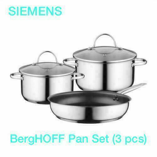 Siemens Induction Kitchen Pan Set 3pc Pan Pot  Stainless Steel BergHOFF / HZ9SE0 - Picture 1 of 6