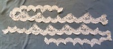 Fabric Scallop Edging Remnant IVORY Bridal ALENCON Lace On Tulle 9 ft see Detail