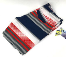 Kanu Surf Men  s Optic Stripe Size 38 Swim Surf Shorts Navy/ Red NEW