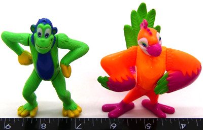 Lot 2 Rainforest Cafe Monkey Parrot Action Figure Neon Animal Green Orange