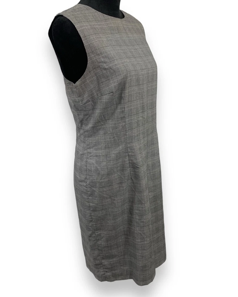 Vestido Vaina Vintage Nieman Marcus Sin Mangas Negro Blanco Cuadros Para Mujer Talla 10” Foto 4 de 4