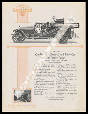 American LaFrance Fire truck VTG 1923 Brochure Ad Reproduction Print 8.5x11''