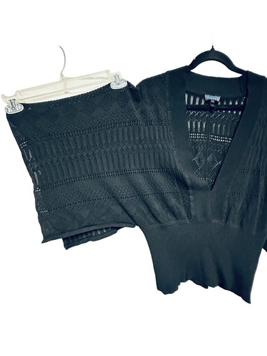 ESCADA SPORT BK Open Crochet Knit Sweater Fitted Waist Kimono Sleeves WomenS S - Picture 2 of 7