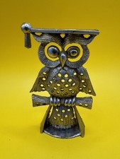 Vintage 70  s Torino Silver-toned Wise Old Owl Pierced Earring Holder Stand