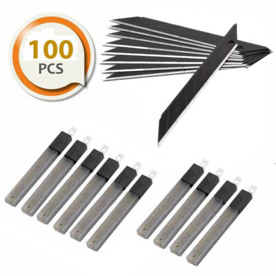 100 Pcs Snap Off 9mm Ultra Black Utility Cutter Blade 30 Degree for OLFA Cutter 