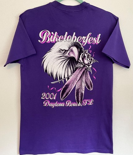 Vintage 2001 Daytona Beach Biketoberfest Double Sided Graphic T-Shirt Size S - Picture 6 of 14