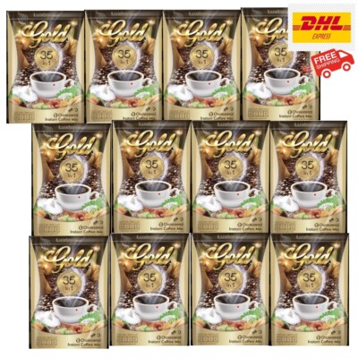 12Packs Luxica Gold Instant Coffee Healthy Drink No Sugar Mix 35 in 1 Herbal