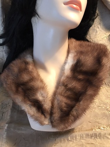 Vintage Mid-Century ~ Natural Genuine Mink ~ Satin Lined Collar - Picture 2 of 4