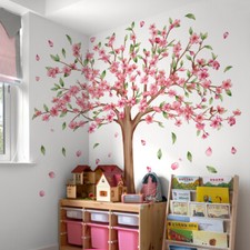 Large Pink Tree Wall Stickers Decals PVC for Living Room Bedroom Wall Decor Home