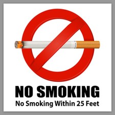 No Smoking with 25 Feet Sign Vinyl Decal Door Window Wall Sticker SMOKING SIGN