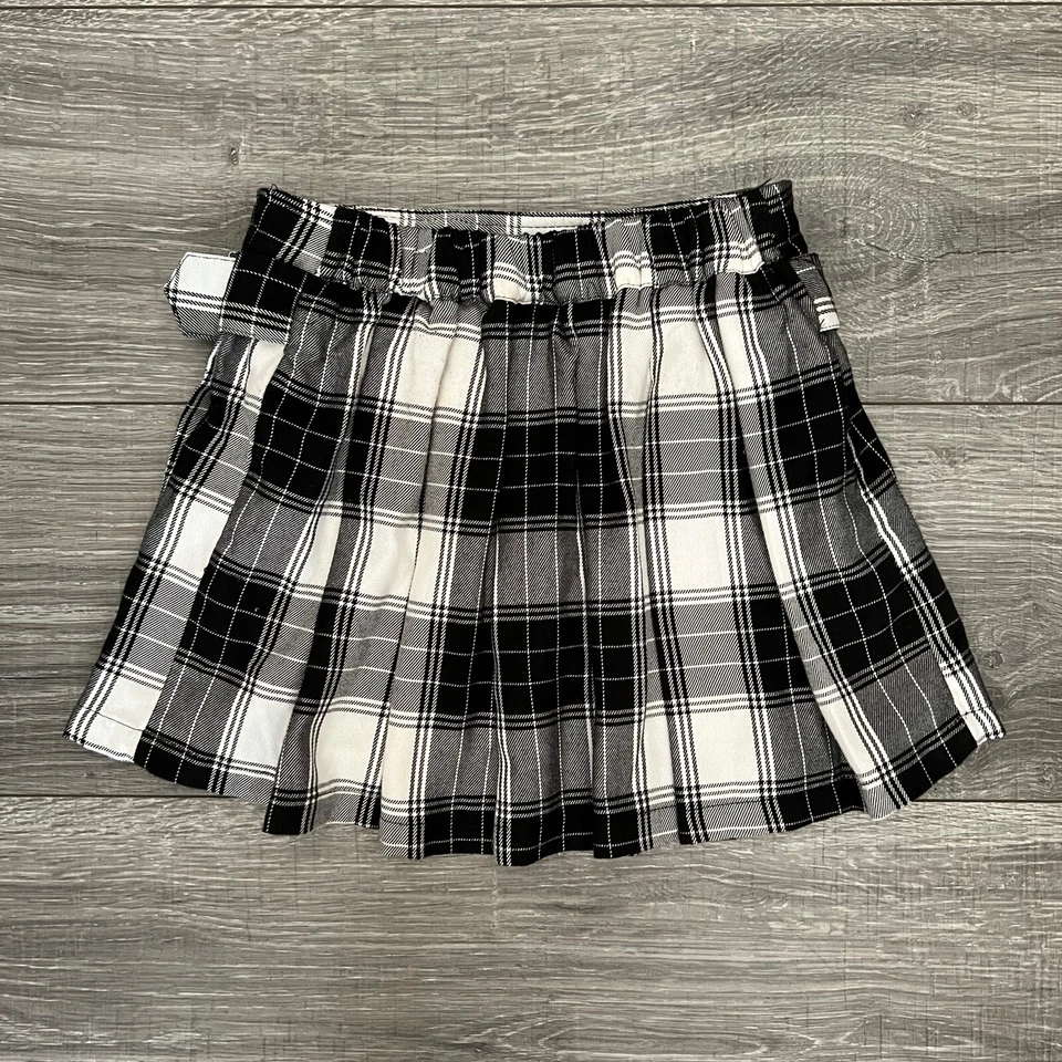 Mini falda plisada a cuadros negra Justice Girls talla 6 hebillas elásticas espalda Foto 2 de 4