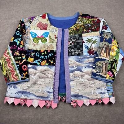 Womens Vintage Handmade Crazy Quilt Patchwork Jacket Grannycore Cottagecore