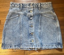 Abercrombie Fitch Acid Wash Natural Rise Button Front Mini Skirt 4 27