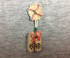 Vintage Handmade Native American Tiny Beaded Felt Moccasins Indian Souvenir